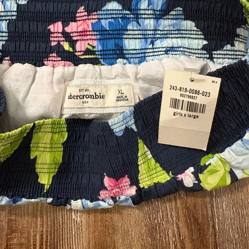 NWT Abercrombie Kids Y2K Floral Navy Mini Tiered Skirt XL Preppy Cute Vintage